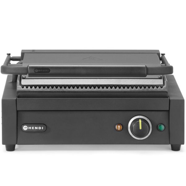 263617-2-hendi-grill-elektryczny-kontaktowy-ryflowany-hurtownia-dropshipping.jpg Elektriskais kontaktgrils ar rievotu plāksni 340x235 mm 2200 W