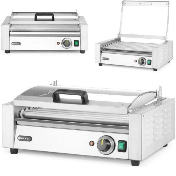 Hotdogu rullīšu sildītājs ar vāku, 9 rullīši, 45 cm, 790 W