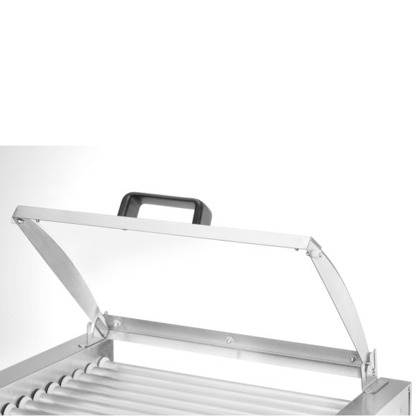 Hotdogu rullīšu sildītājs ar vāku, 9 rullīši, 45 cm, 790 W