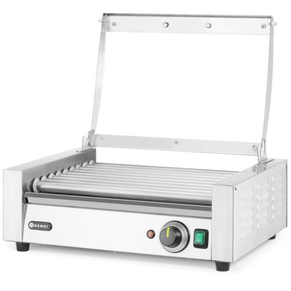 Hotdogu rullīšu sildītājs ar vāku, 9 rullīši, 45 cm, 790 W