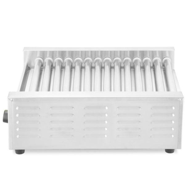 Rullveida grila sildītājs hotdogiem, divu zonu, 14 ruļļi, 45 cm, 1230 W
