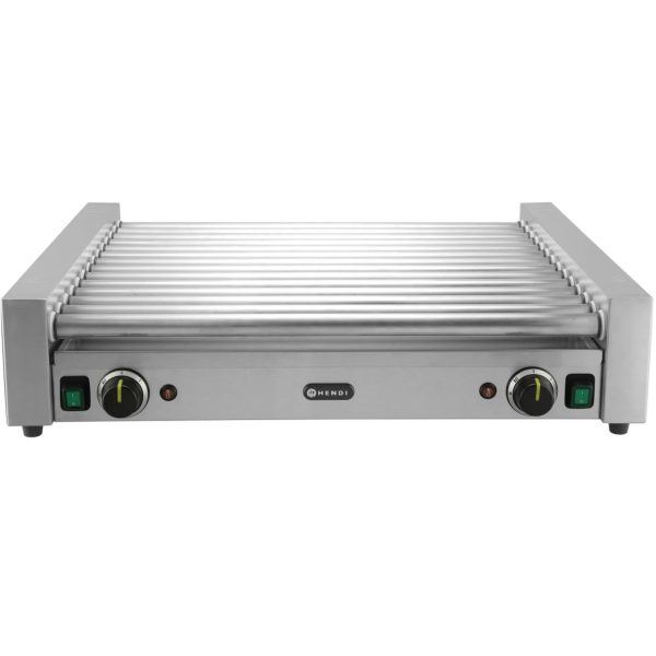 Rullveida grila sildītājs hotdogiem, divu zonu XL, 14 ruļļi, 65 cm, 2000 W