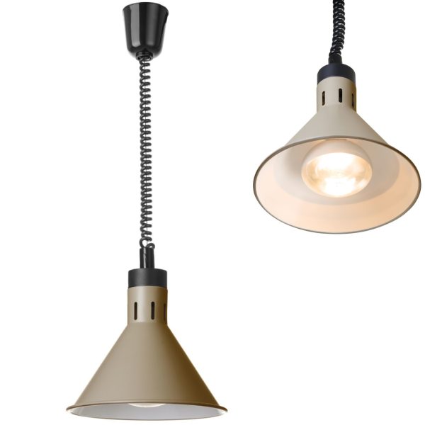 Koniska piekarināma ēdiena sildīšanas lampa, diametrs 275 mm, 250 W - bēša