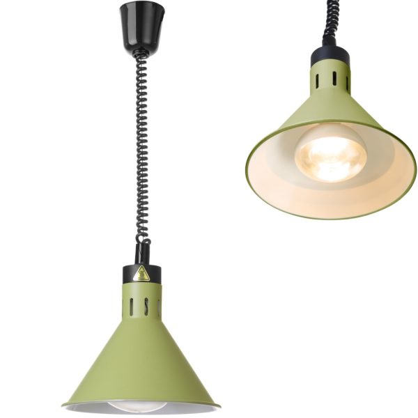 273920-1-hendi-lampa-do-podgrzewania-potraw-wiszaca-hurtownia-dropshipping.jpg Koniska piekarināma ēdiena sildīšanas lampa, diametrs 275 mm, 250 W - zaļa