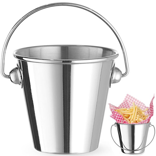 Mini tērauda spainis ar rokturi uzkodu pasniegšanai, diametrs 75x66 mm