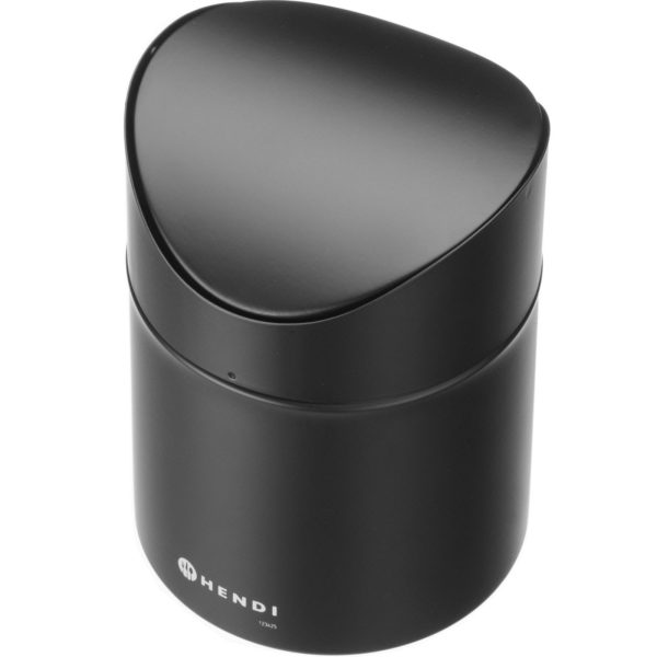 Atkritumu tvertne, galda grozs ar atveramu vāku, 1,2 l - melna