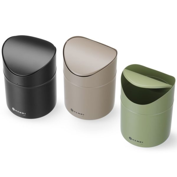 Atkritumu tvertne, galda grozs ar atveramu vāku, 1,2 l - melna