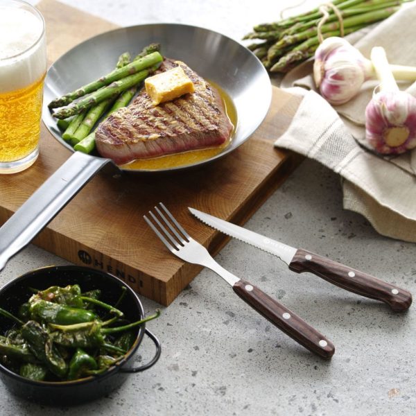 Brūna nerūsējošā tērauda gaļas steika dakšiņa - 6 gab.