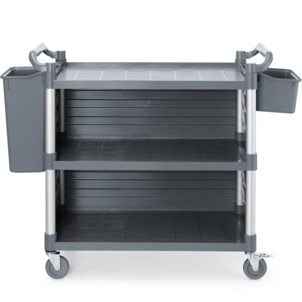 Viesmīļu apkalpošanas ratiņi ar sānu paneļiem līdz 150 kg, 3 plaukti, 842x486 mm