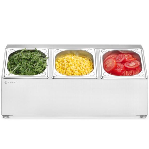 820032-11-hendi-stojak-ekspozytor-na-pojemniki-gn-hurtownia-dropshipping.jpg Tērauda displeja statīvs ēdināšanas konteineriem 3x GN 1/6