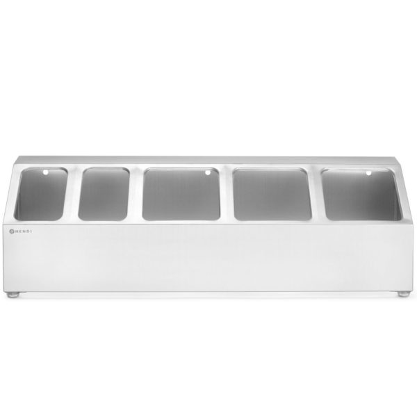 Tērauda displeja statīvs ēdināšanas konteineriem 3x GN 1/6 2x GN 1/9