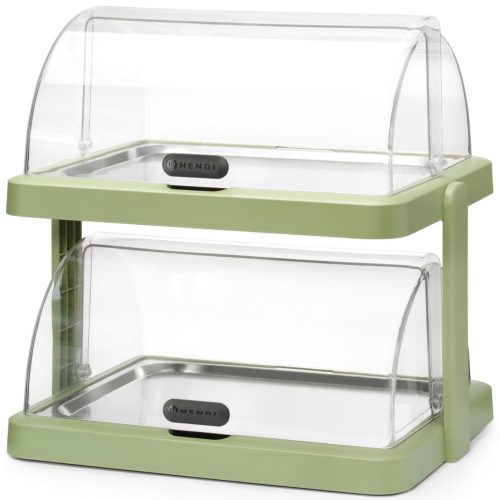 Duo UNIQ dubultā bufetes tipa dzesēšanas vitrīna ar rullējamu vāku - zaļa