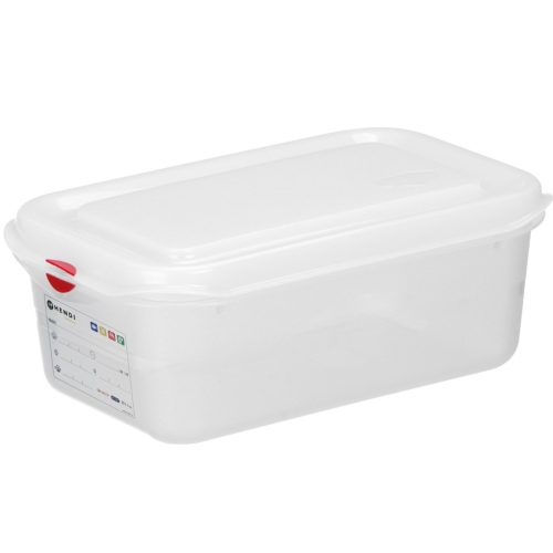 873212-1-hendi-pojemnik-gn-1-4-z-etykieta-pokrywka-hurtownia-dropshipping.jpg Pārtikas trauks GN 1/4 ar vāku ar etiķeti 4,3 l 265x162x150 mm