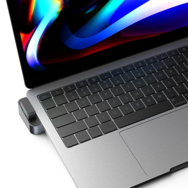 Daudzfunkcionāls centrmezgla statīvs MacBook Pro USB-C USB 3.0 RJ45 HDMI Thunderbolt pelēks