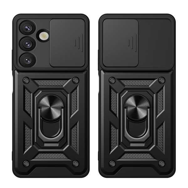 1029072-7-pancerne-etui-z-podstawka-oslona-aparatu-na-motoro-hurtel-hurtownia-dropshipping-1.jpg Bruņots maciņš ar statīvu un kameras pārsegu Motorola Moto G05 4G / E15 4G Hybrid Armor Camshield - melns