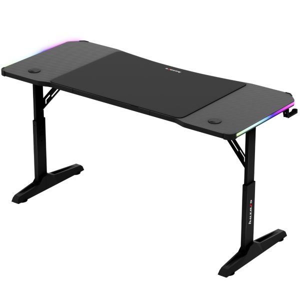 Spēļu galds spēlētājiem LED RGB HERO 3.6 ar regulējamu augstumu 140x60cm - melns