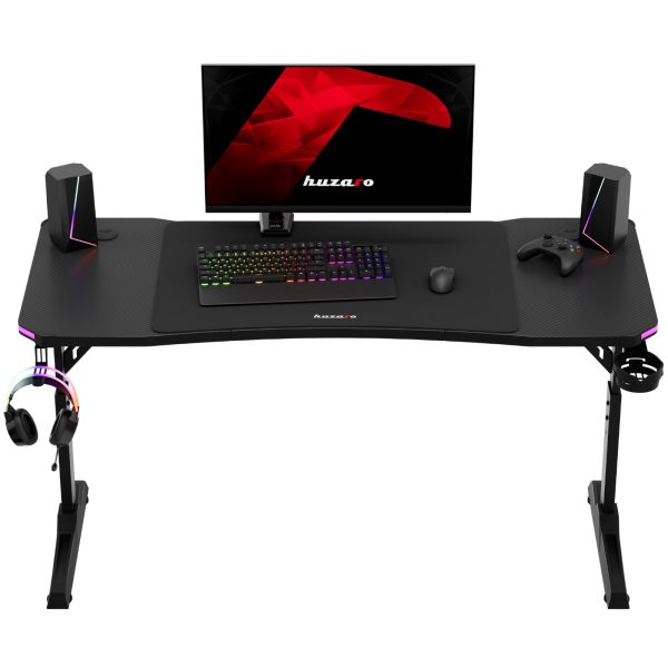 Spēļu galds spēlētājiem LED RGB HERO 3.6 ar regulējamu augstumu 140x60cm - melns