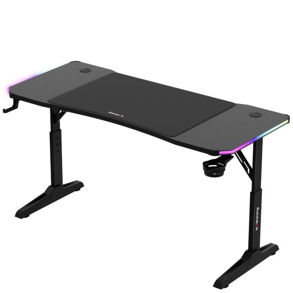 Spēļu galds spēlētājiem LED RGB HERO 3.6 ar regulējamu augstumu 140x60cm - melns