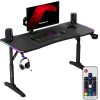 Spēļu galds spēlētājiem LED RGB HERO 3.6 ar regulējamu augstumu 140x60cm - melns