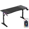 Spēļu galds spēlētājiem LED RGB HERO 3.6 ar regulējamu augstumu 140x60cm - melns