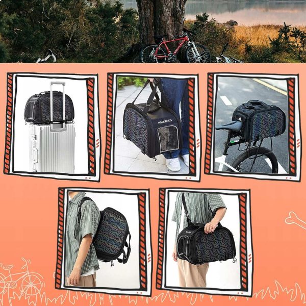 Salokāma velosipēda soma suņa vai kaķa pārvadāšanai - melna