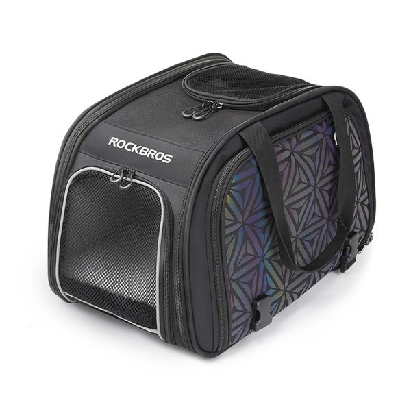 Salokāma velosipēda soma suņa vai kaķa pārvadāšanai - melna