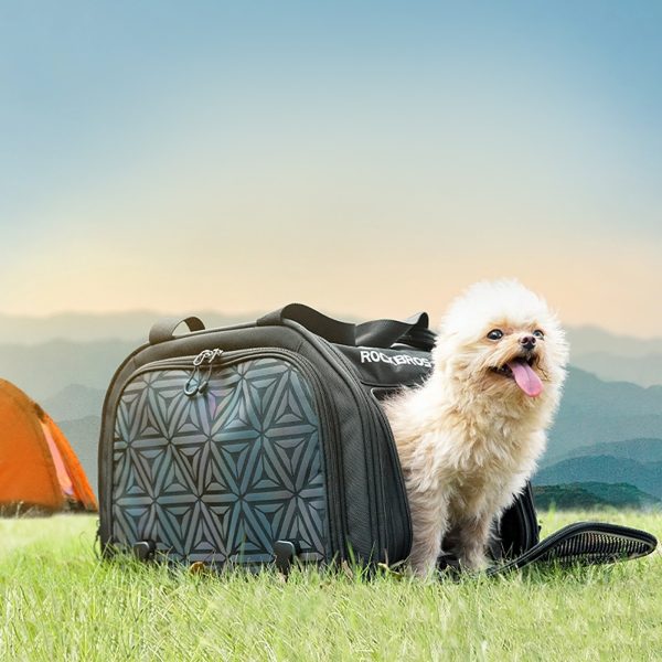 Salokāma velosipēda soma suņa vai kaķa pārvadāšanai - melna