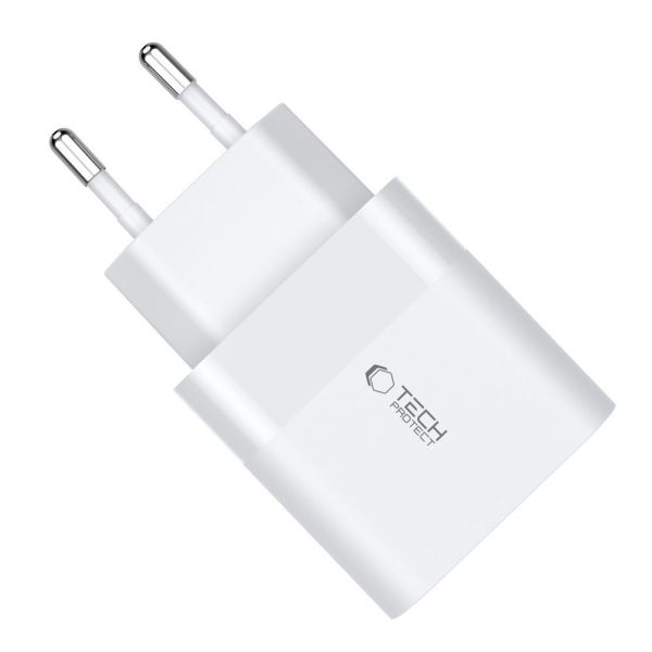 C30W USB-C USB-A 30W sienas lādētājs - balts