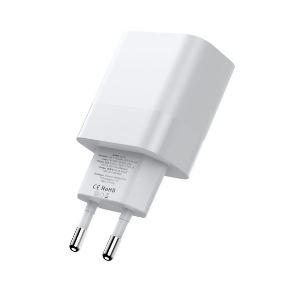 C30W USB-C USB-A 30W sienas lādētājs - balts