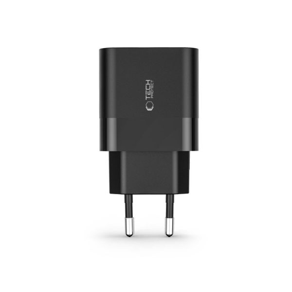 C30W USB-C USB-A 30W sienas lādētājs - melns