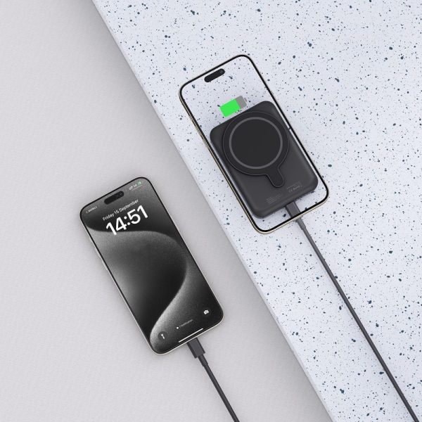 LifeMag PB10 MagSafe 15W USB-C magnētiskais barošanas bloks 5000mAh ar USB-C kabeli - melns