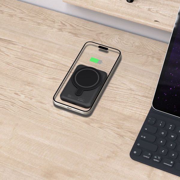 LifeMag PB10 MagSafe 15W USB-C magnētiskais barošanas bloks 5000mAh ar USB-C kabeli - melns