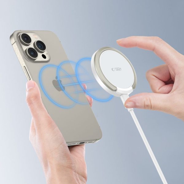 Induktīvā lādētāja statīvs, USB-A - USB-C MagSafe kabelis - balts