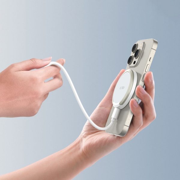 Induktīvā lādētāja statīvs, USB-A - USB-C MagSafe kabelis - balts