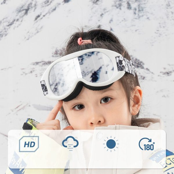 Panda UV400 bērnu slēpošanas brilles - melnas un baltas