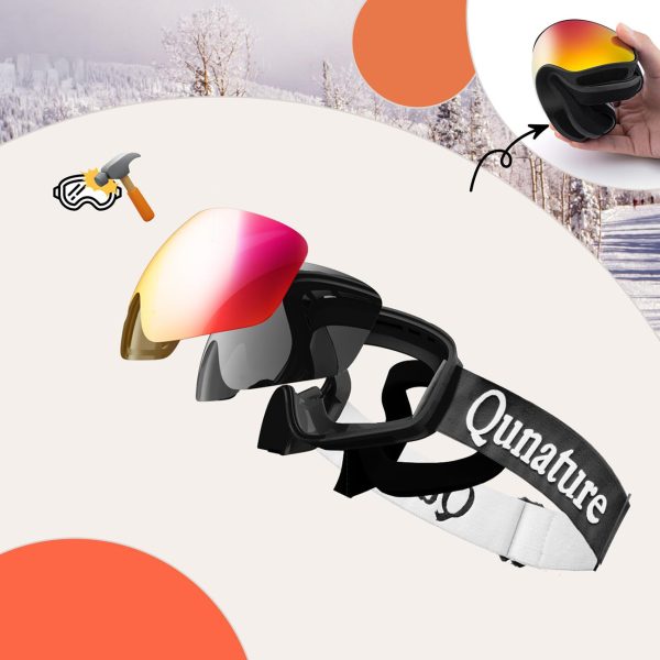 Bērnu slēpošanas brilles ar pretmiglošanas aizsardzību UV400 M/L - melnas