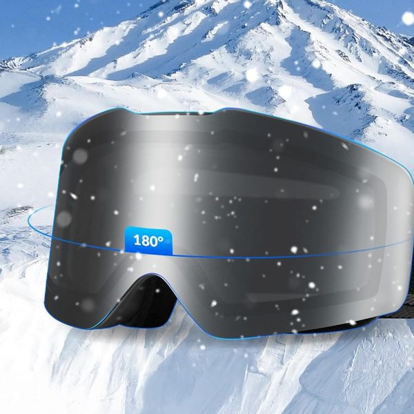 Bezrāmju slēpošanas brilles ar pretmiglošanas aizsardzību UV400 - melnas