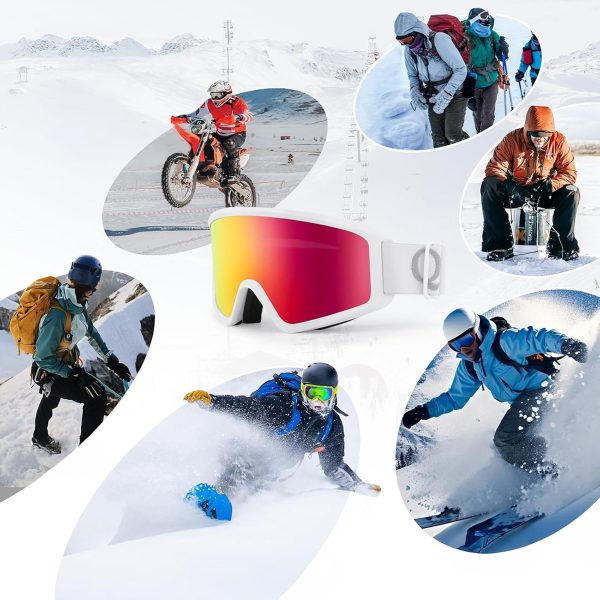 Slēpošanas brilles pieaugušajiem ar UV400 aizsardzību pret aizsvīšanu - baltas