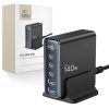Uzlādes stacija ierīcēm ar displeju 3x USB-C 2x USB-A GaN 140W - melna