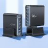 Uzlādes stacija ierīcēm ar displeju 3x USB-C 2x USB-A GaN 140W - melna