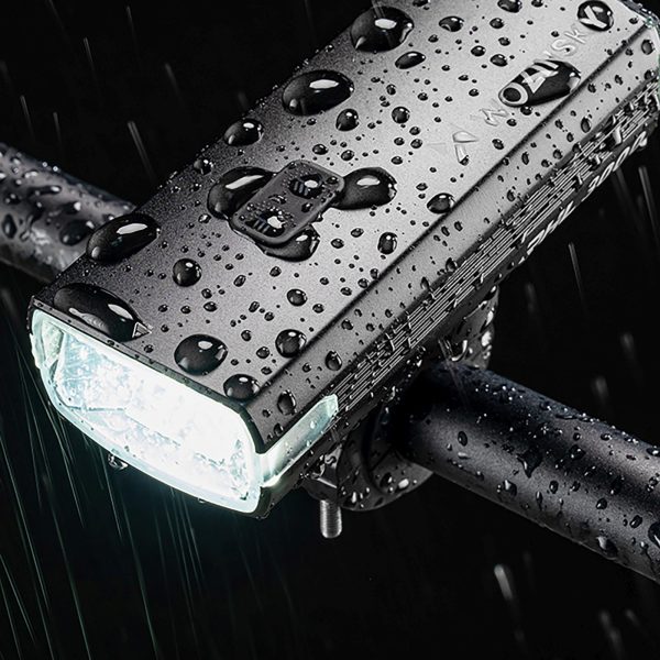 Priekšējais velosipēda lukturis ar USB-C kabeli, 3000 lm - melns