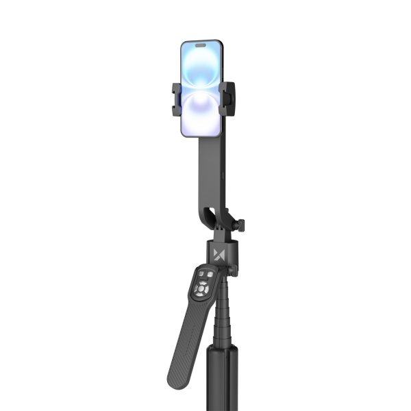 Selfiju nūja ar 360° mākslīgā intelekta sejas izsekošanu un žestu vadību - melna