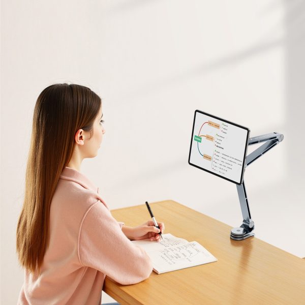 360 grādu salokāms magnētisks galda turētājs tālrunim un planšetdatoram - pelēks