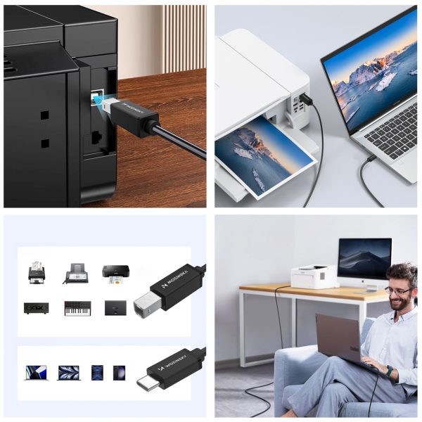 Kabelis printera skenerim USB-B - USB-C 1m - melns