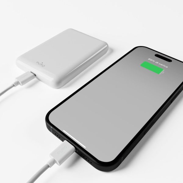 Magnētiskā pārnēsājamā uzlādes ierīce 5000mAh MagSafe USB-C PD 20W - balta