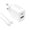1031147-1-ladowarka-sieciowa-usb-a-usb-c-20w-usb-c-1-2m-puro-hurtownia-dropshipping-1.jpg USB-A USB-C 20W sienas lādētājs ar 1,2 m USB-C kabeli - balts