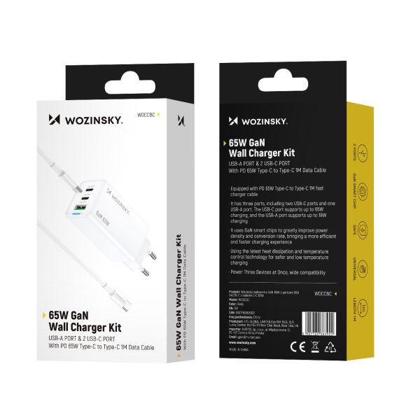 1031159-5-ladowarka-sieciowa-gan-usb-a-usb-c-z-kablem-wozinsky-hurtownia-dropshipping-1.jpg GaN USB-A USB-C sienas lādētājs ar 65 W USB-C kabeli - balts