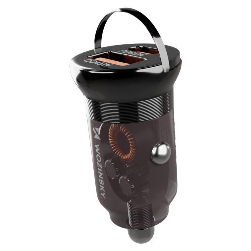 USB-A USB-C PD QC 65W automašīnas lādētājs - melns