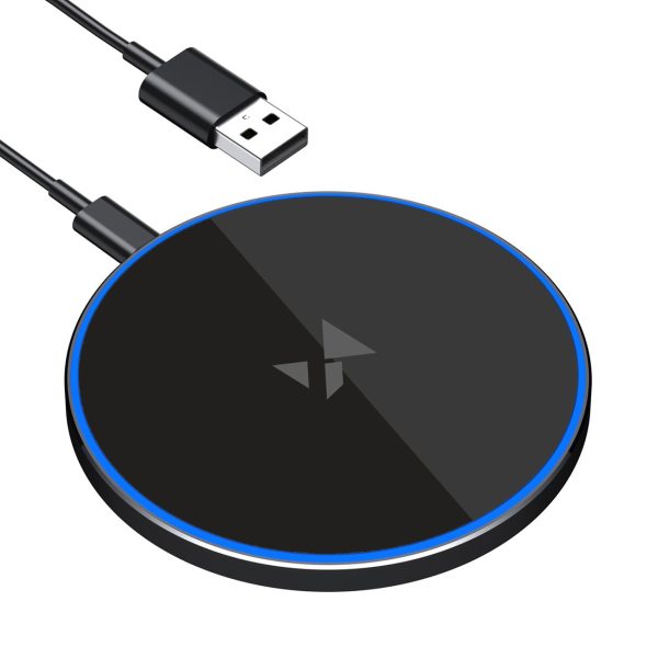 Qi bezvadu induktīvais lādētājs ar USB-C kabeli 15W - melns