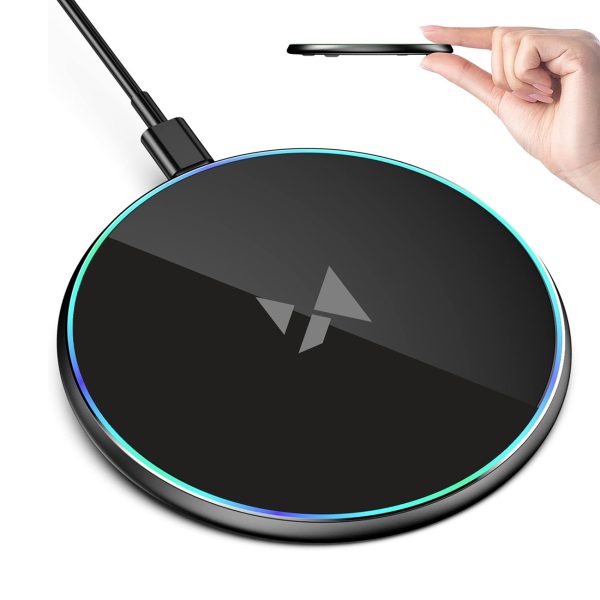 Qi bezvadu induktīvais lādētājs ar USB-C kabeli 15W - melns